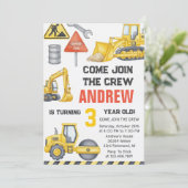 Invitation Modern Construction Birthday Party custom photo (Debout devant)