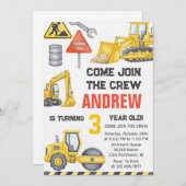 Invitation Modern Construction Birthday Party custom photo (Devant / Derrière)