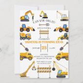 Invitation Modern Construction Simple Kid's Birthday (Devant)