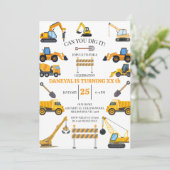 Invitation Modern Construction Simple Kid's Birthday (Debout devant)