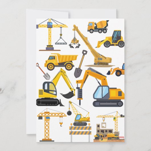 Invitation Modern Construction Simple Kid's Birthday (Dos)