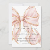 Invitation Modern Coquette Pink Bow Bridal Shower (Devant)