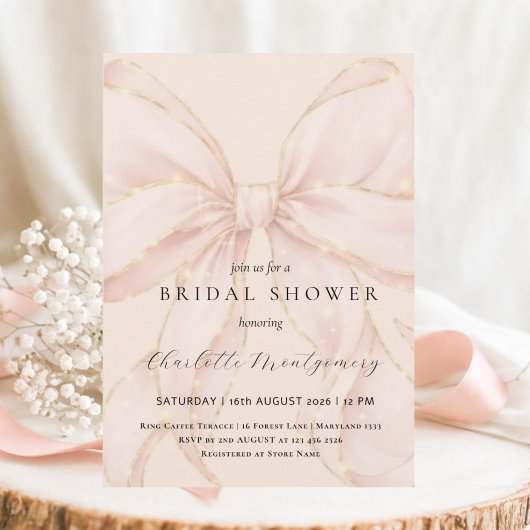 Invitation Modern Coquette Pink Bow Bridal Shower
