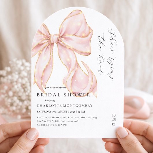 Invitation Modern Coquette Pink Bow Bridal Shower