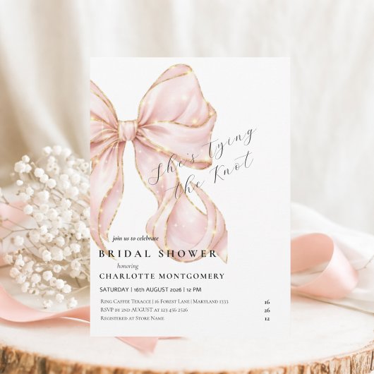 Invitation Modern Coquette Pink Bow Bridal Shower