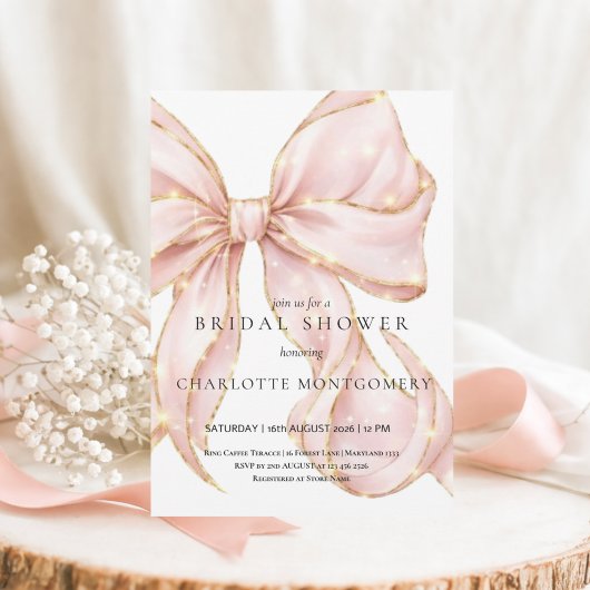 Invitation Modern Coquette Pink Bow Bridal Shower