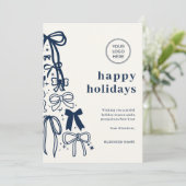 Invitation Modern Corporate Blue Christmas Holiday Card (Debout devant)