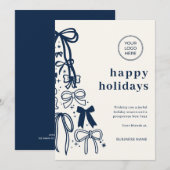 Invitation Modern Corporate Blue Christmas Holiday Card (Devant / Derrière)