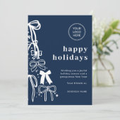 Invitation Modern Corporate Blue Christmas Holiday Card (Debout devant)