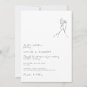 Invitation Modern Couple Drawing Romantic Wedding (Devant)