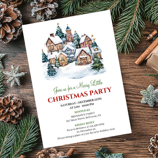 Invitation Modern cozy Christmas scene festive dinner invite