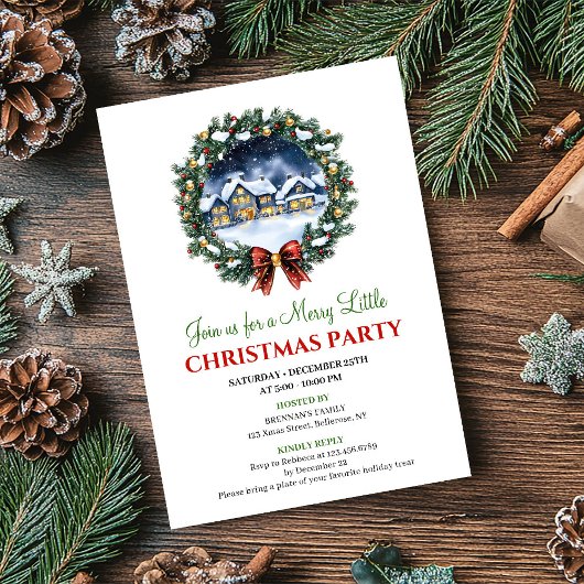 Invitation Modern Cozy Winter Scene Editable Christmas Invite