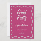 Invitation Modern Cranberry Pink Photo Collage Graduation (Devant)