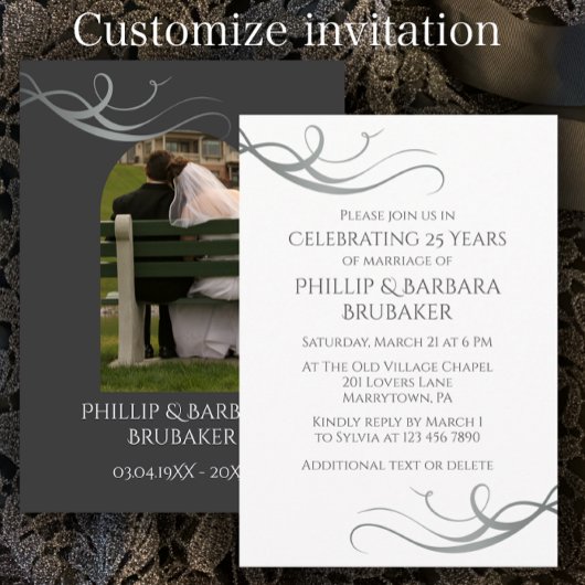 Invitation Modern Custom 25th Wedding Anniversary Arch Photo