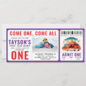 Invitation Modern Cute Circus Carnival 1st Birthday Ticket  (Devant)