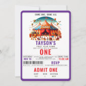 Invitation Modern Cute Circus Carnival Festival 1st Birthday (Devant)