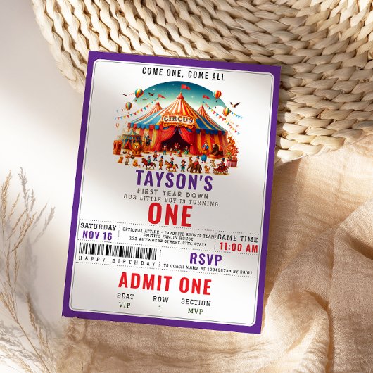 Invitation Modern Cute Circus Carnival Festival 1st Birthday
