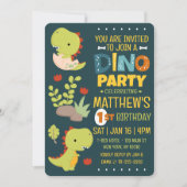 Invitation Modern Cute Dino Dinosaur Fête d'anniversaire pour (Devant)