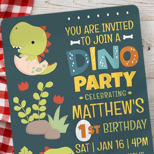 Invitation Modern Cute Dino Dinosaur Fête d'anniversaire pour