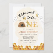 Invitation Modern Cute It’s so sweet to bee first birthday (Devant)