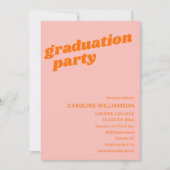 Invitation Modern Cute Pink Orange Retro Graduation Party (Devant)