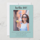 Invitation Modern Cute Simple Aqua 40e anniversaire de fête P (Devant)