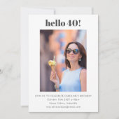 Invitation Modern Cute Simple Blanc 40e Anniversaire Photo (Devant)