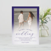 Invitation Modern Dark Blue Ombre 2-Photo Wedding (Debout devant)