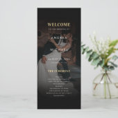Invitation Modern Dark Faded Photo Gold & Black Wedding (Debout devant)