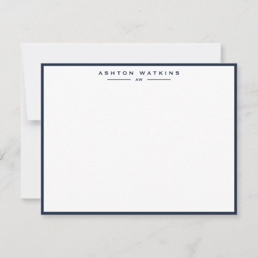 Invitation Modern Dark Navy Border Note Card (Devant)
