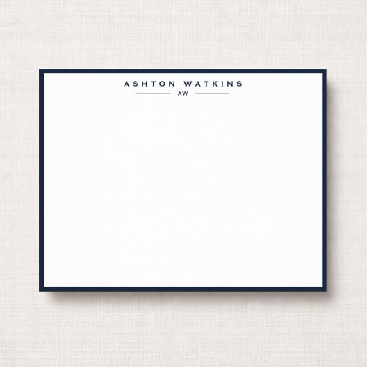 Invitation Modern Dark Navy Border Note Card