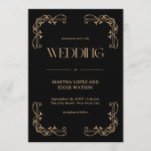 Invitation Modern Deco | Elegant Black and Gold Wedding (Devant)