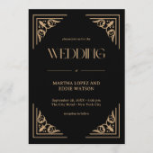 Invitation Modern Deco | Elegant Black and Gold Wedding (Devant)