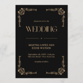 Invitation Modern Deco | Elegant Black and Gold Wedding (Devant)