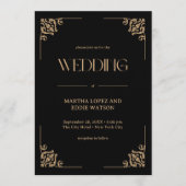 Invitation Modern Deco | Elegant Black and Gold Wedding (Devant)