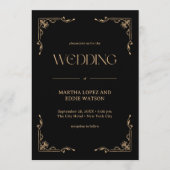 Invitation Modern Deco | Elegant Black and Gold Wedding (Devant)