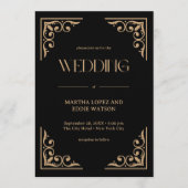 Invitation Modern Deco | Elegant Black and Gold Wedding (Devant)