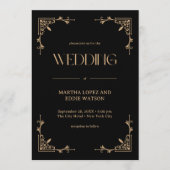Invitation Modern Deco | Elegant Black and Gold Wedding (Devant)