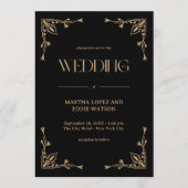 Invitation Modern Deco | Elegant Black and Gold Wedding (Devant)