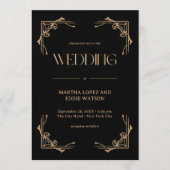 Invitation Modern Deco | Elegant Black and Gold Wedding (Devant)