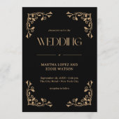 Invitation Modern Deco | Elegant Black and Gold Wedding (Devant)