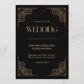 Invitation Modern Deco | Elegant Black and Gold Wedding (Devant)