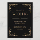 Invitation Modern Deco | Elegant Black and Gold Wedding (Devant)