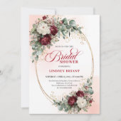 Invitation Modern Deep Red Floral Gold Bridal Shower Invite (Devant)