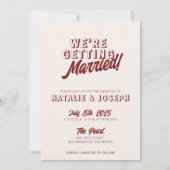 Invitation Modern Deep Red Retro Bold All In One Wedding (Devant)