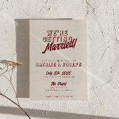 Invitation Modern Deep Red Retro Bold Funky Unique Wedding