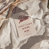 Invitation Modern Deep Red Retro Bold Unique QR Code Wedding