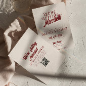 Invitation Modern Deep Red Retro Bold Unique QR Code Wedding