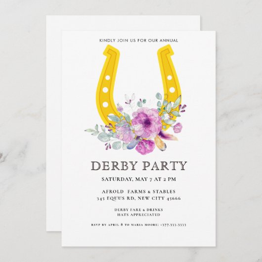 Invitation Modern  Derby Party  (Devant / Derrière)