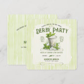 Invitation Modern Derby Party Watercolor Mint Julep Elegant (Devant / Derrière)
